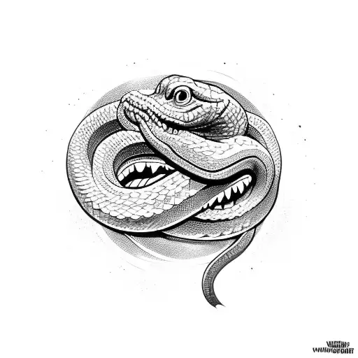 Curled Up Snake With Mouth Open