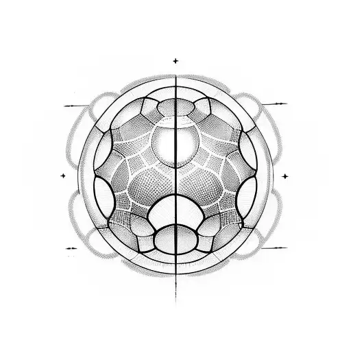 A Dynamic Blackwork Tattoo Of A Soccer Ball Merging With A Music Note