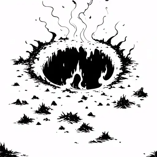 Scary Glowing Hole In The Ground With Smoke Rising From It