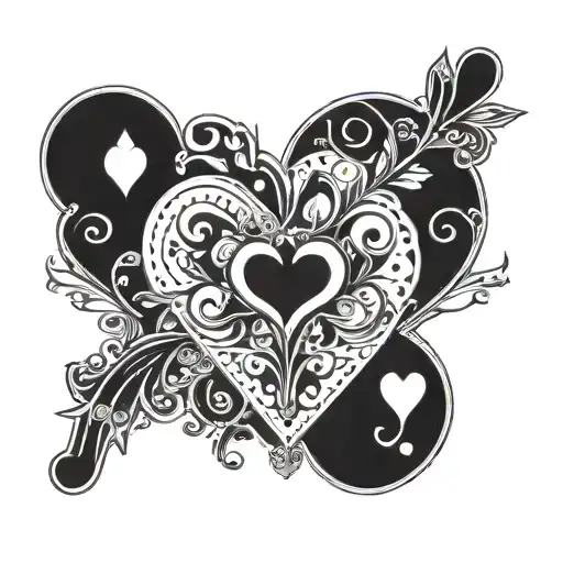 Ace Of Hearts Black And White Line For A Decal