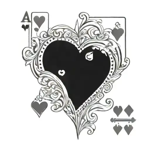 Ace Of Hearts Card Black And White Line For A Decal