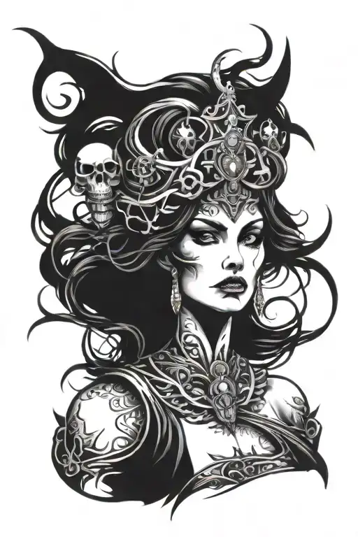 Dark Goddess Lilith With Power Surrounding Her Direct Stare