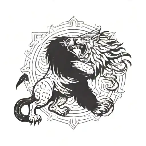 A Fierce Lion And Eagle Grappling In A Judo Match