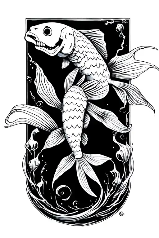 Skeleton Coy Fish Swimming