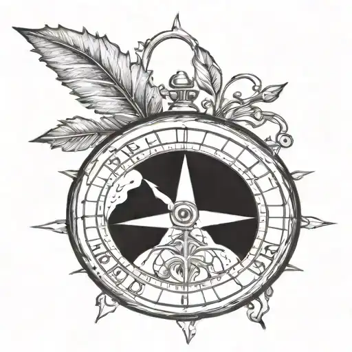 Compass With A Branch Surrounded