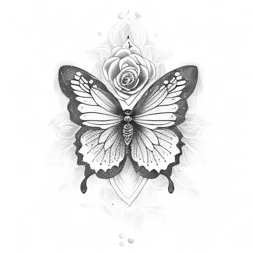 Rose Fondue Avec Un Papillon