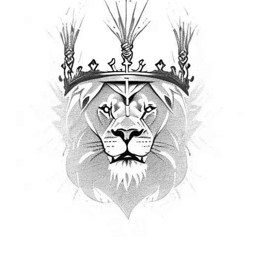 Lion With A Scar On His Eye And Jesus Christ With His Crown Of Thorns