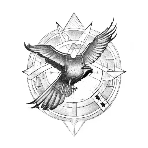 A Mechanical Raven With Viking Runes And Masonic Tools