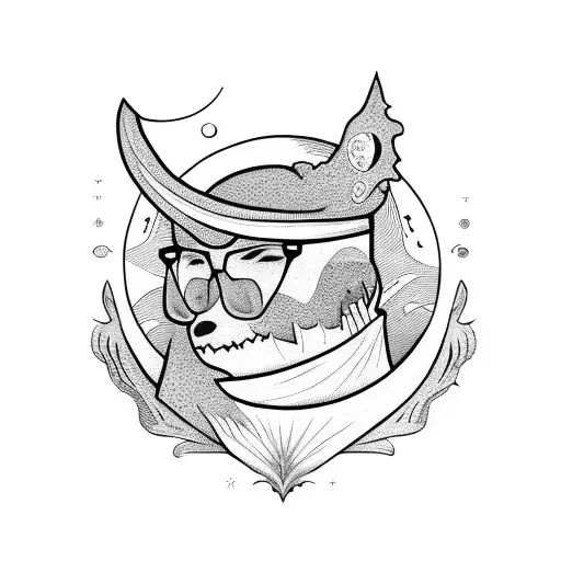 Moon With A Large Hood And Crooked Glasses