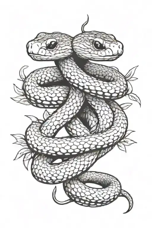 Two Headed Snake With Their Hatchlings