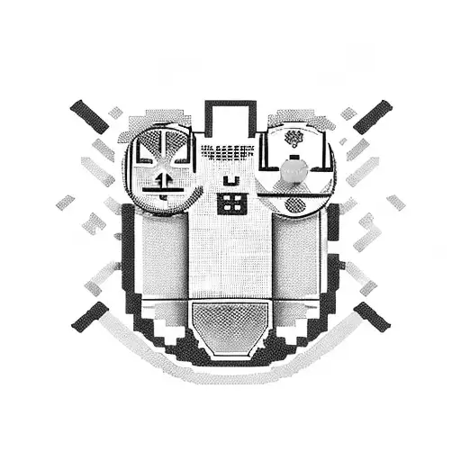 A Pixelated Gaming Controller With Music Notes Intertwined