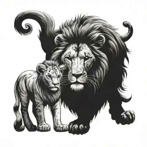 Newborn Son And Lion