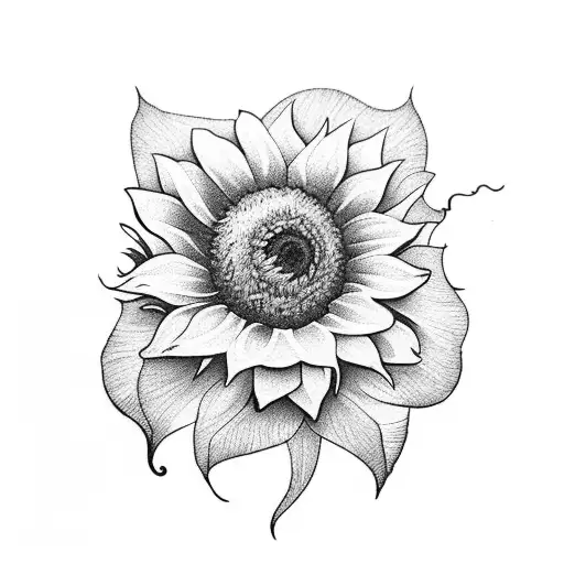 Sunflower With A Rose And Daffodil And Morning Glory