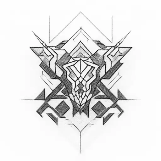 Sketch A Red And Black Geometric Pattern Inspired By Military Camouflage