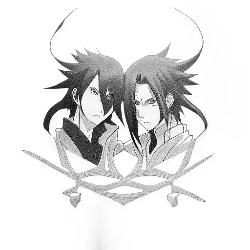 An Anime-inspired Tattoo Of Itachi And Sasuke Engaged In A Fierce Battle