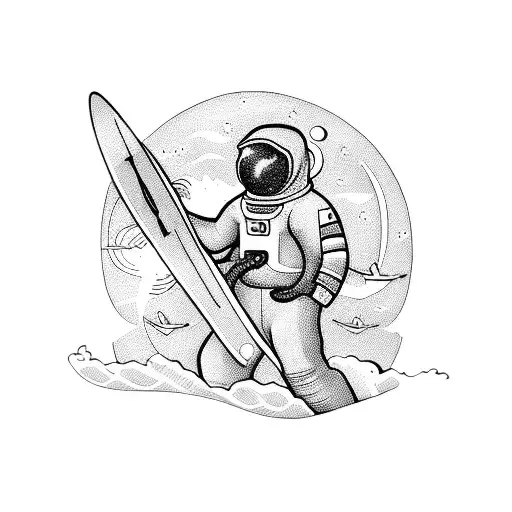 Astronaut Holding A Surf Board