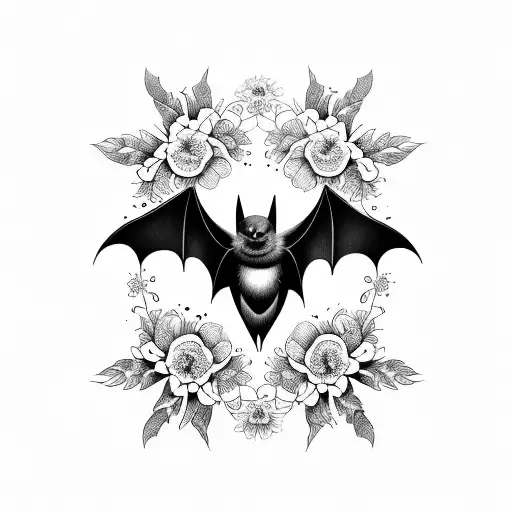 Bat With Flowers