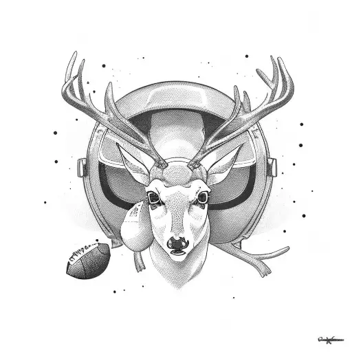 Deer Wearing An American Football Helmet