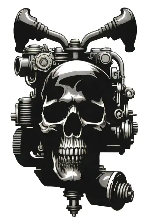 Skull And Car Engine