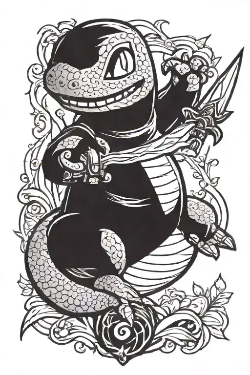 Charmander Pokemon Holding Sword
