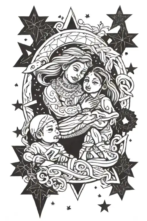 Illimani With A Cholita And A Baby Trying Get The Stars