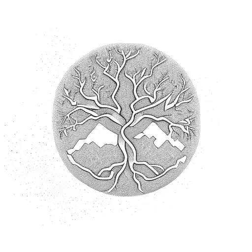 A Majestic Tree With Roots Shaped Like The Continents