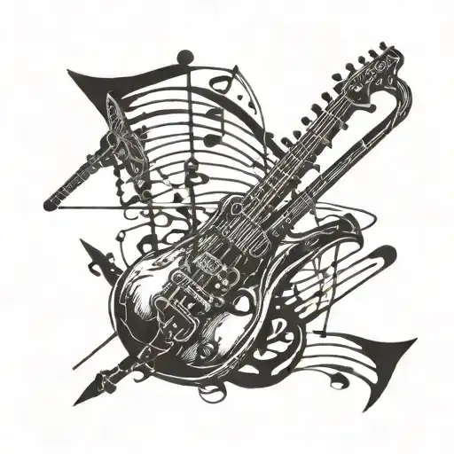 Incorporate Military Symbols And Musical Notes Intertwined In A Dynamic Design