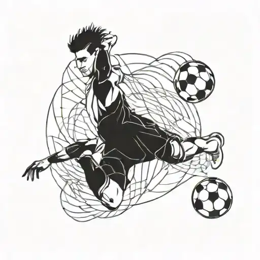 Create A Blackwork Tattoo Of A Soccer Player Executing A Bicycle Kick