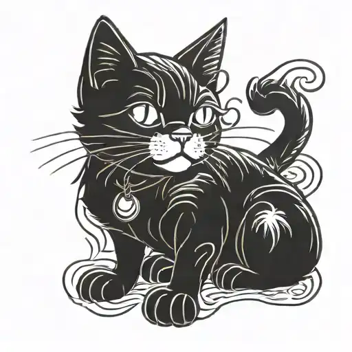 Blackink Cartoon Style Cat Playing