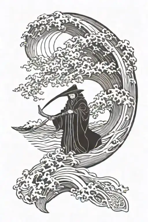 Reaper And Death In Japanese Waves