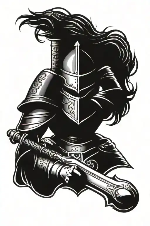 Medieval Warrior In Armor Holding A Sword