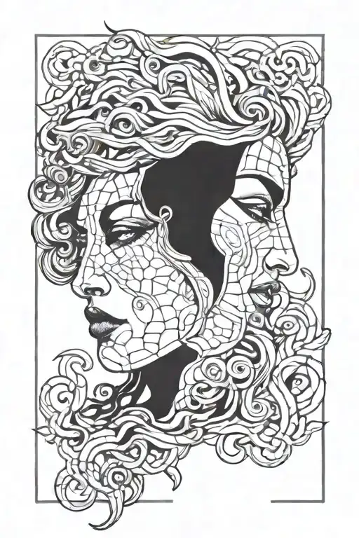 Split Face Half Medusa Half Artemis