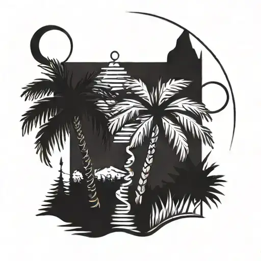 Palm Tree And Pine Tree