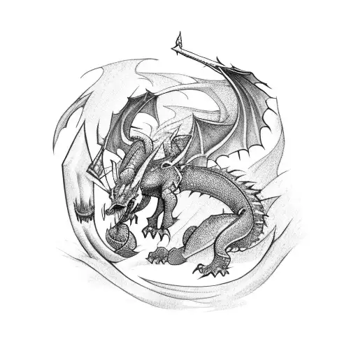 A Fierce Dragon Battling A Knight In A Medieval Video Game Setting