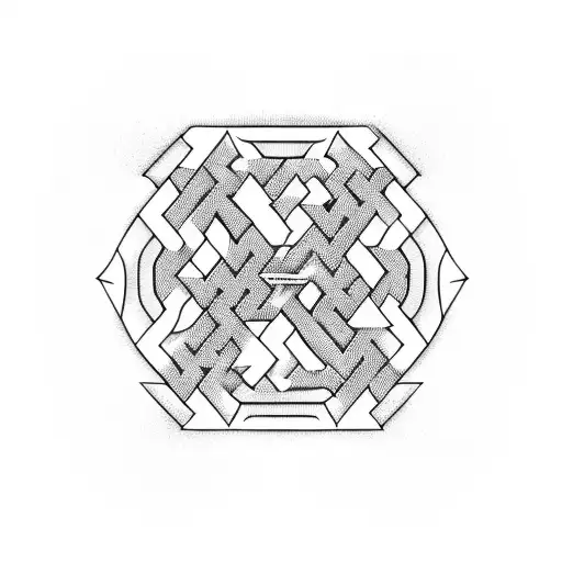 A Soccer Field Transformed Into A Blackwork Maze