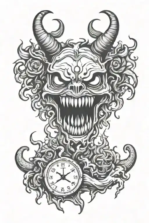 Horn Demon Emoji Melting Clock