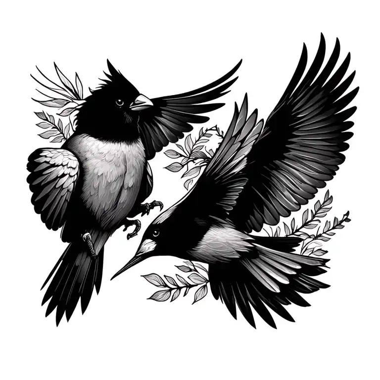 Two Cardinals Flying