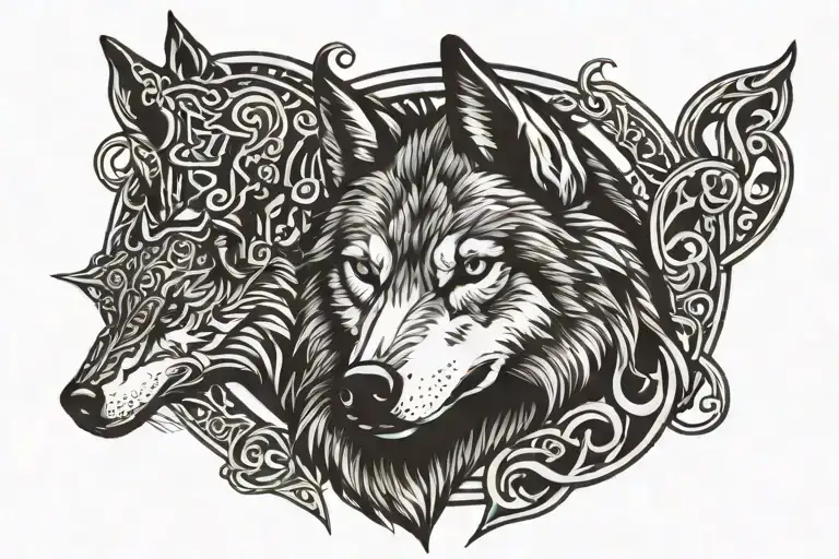 Gaelic Knot Wolf Protecting His Family