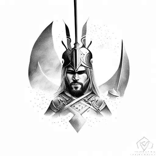 Warrior With Sword Raised To Sky And Cape On Mountain