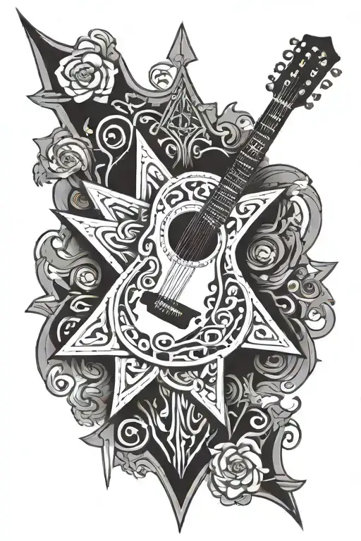 An Acoustic Guitar With Star Of David As The Soundhole