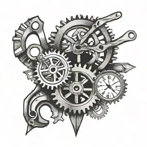 Incorporate Roman Numerals 7-22-17 And 5-20-20 Into A Design Featuring A Mechanic's Tools And Gears