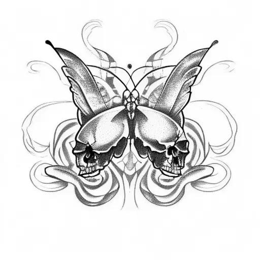 Butterfly With Skull And Rock Bands On Wings