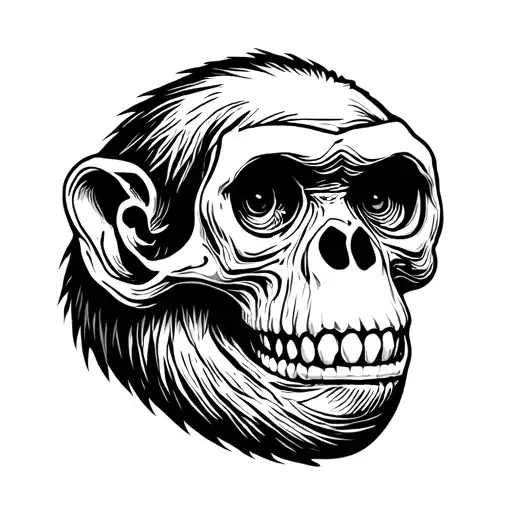 Monkey Skull Japanese Ancient Style