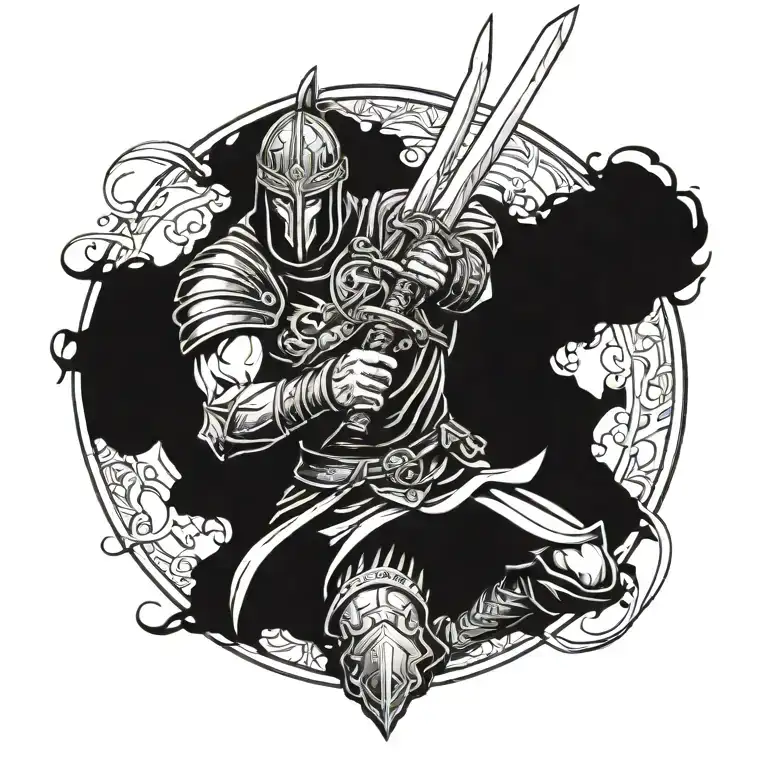 Warrior In Full Growth With A Sword