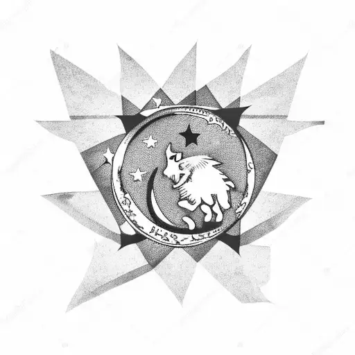 Moon And Stars With American Flag