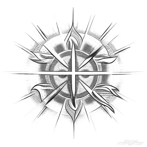 Cross With Pagan Sun Worship Background