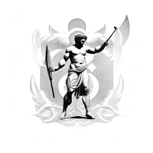 Roman Apollo With Cross Background