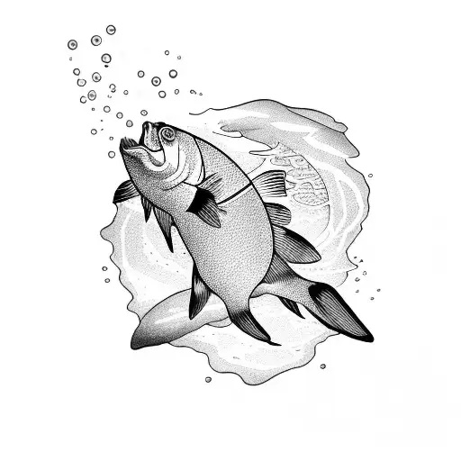 A Bear And A Coy Fish Swimming Together In The Ocean