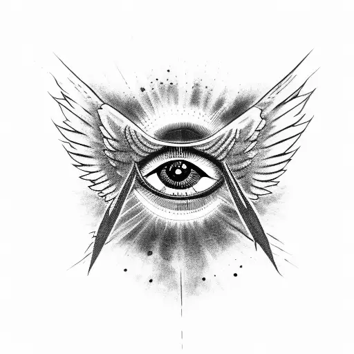 Evil Eye With Devil Wings And Tail