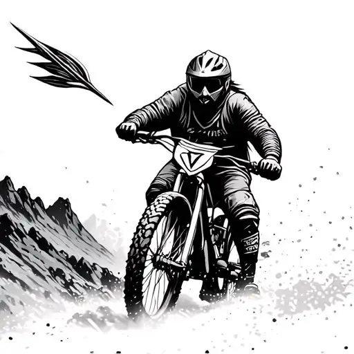 A Mountain Biking Warrior Riding Through A Rugged Terrain With A Spear In Hand